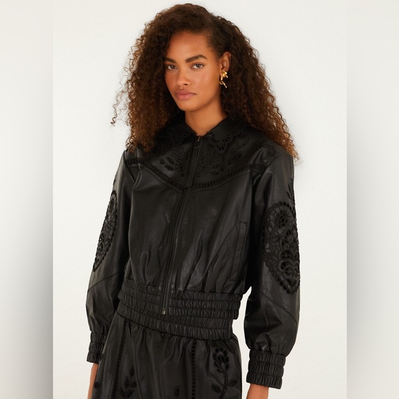 Farm Rio Richelieu Leather Bomber Jacket - Picture 9 of 16